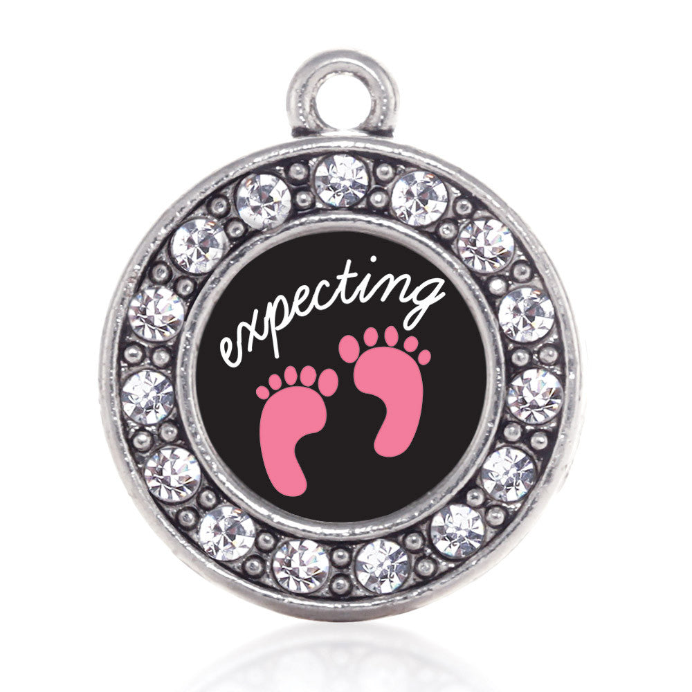 Expecting A Girl Footprints Circle Charm