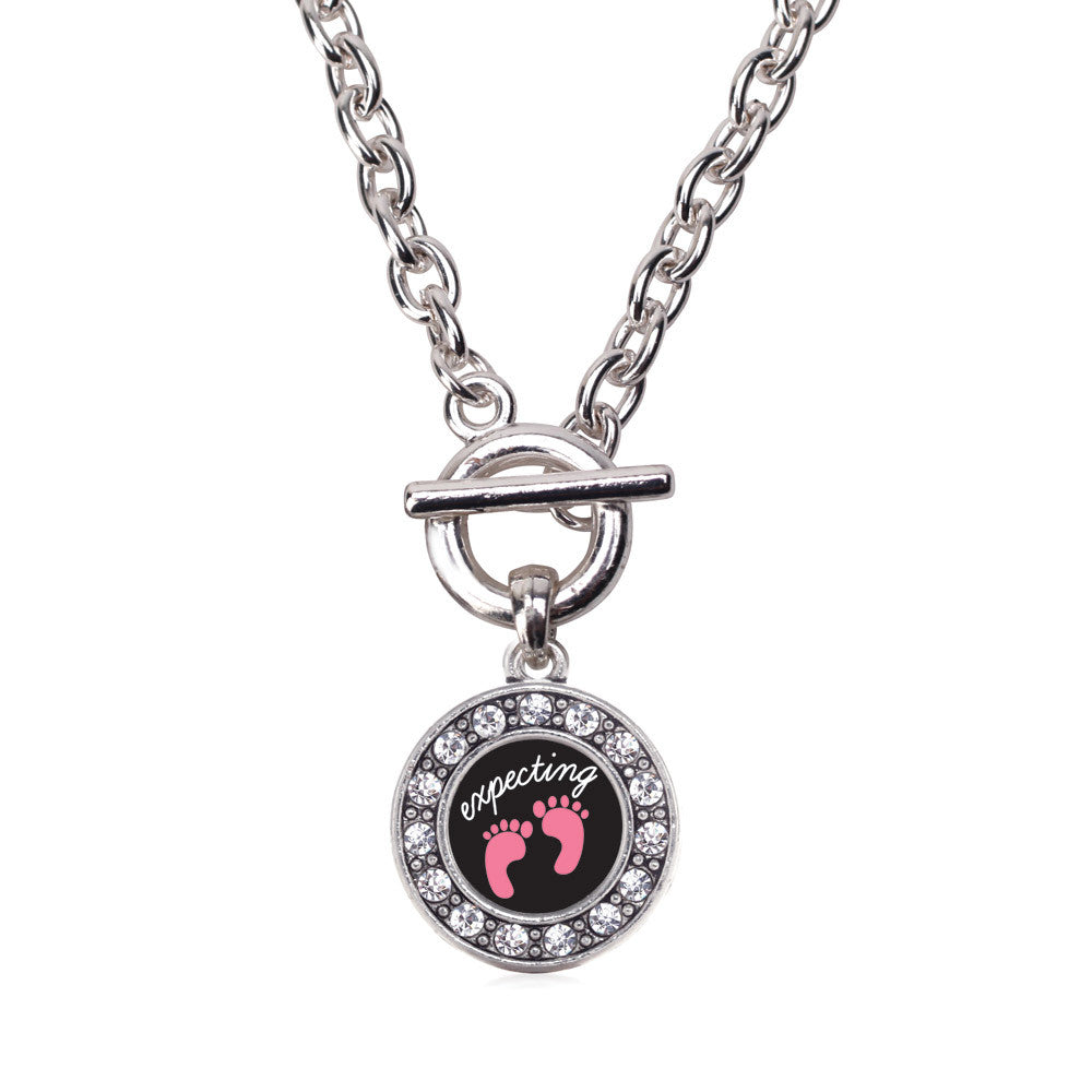 Expecting A Girl Footprints Circle Charm