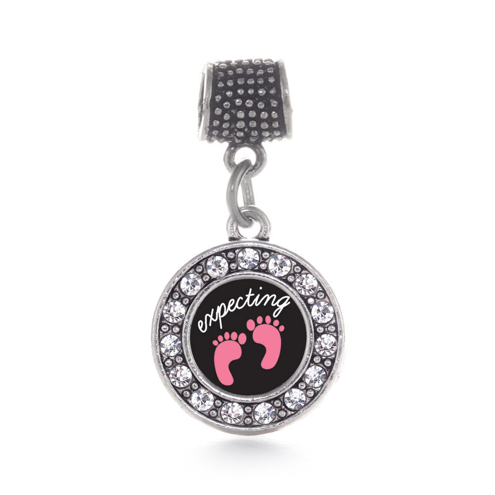 Expecting A Girl Footprints Circle Charm