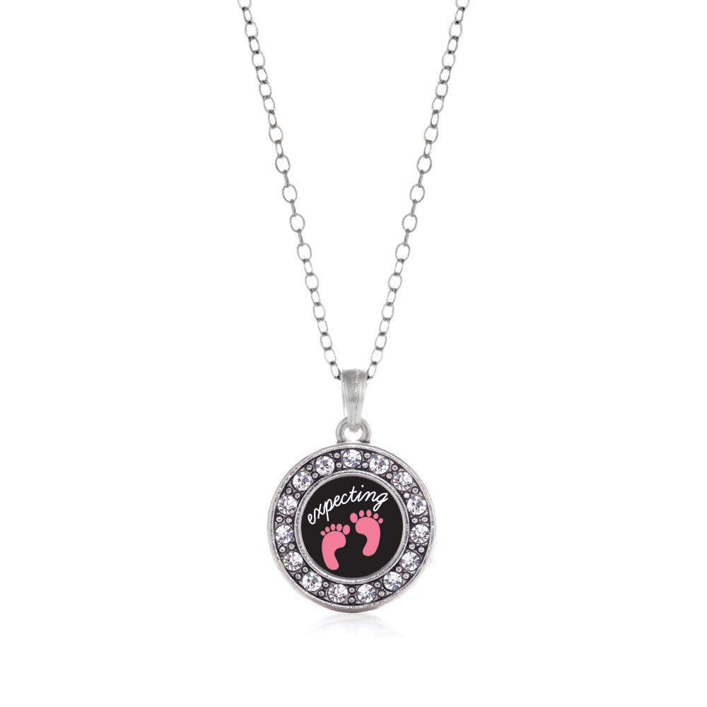 Expecting A Girl Footprints Circle Charm