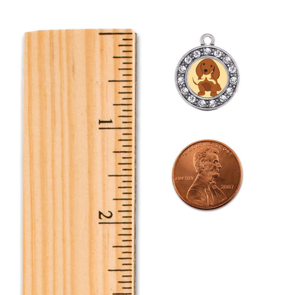 Cute Little Dachshund Circle Charm