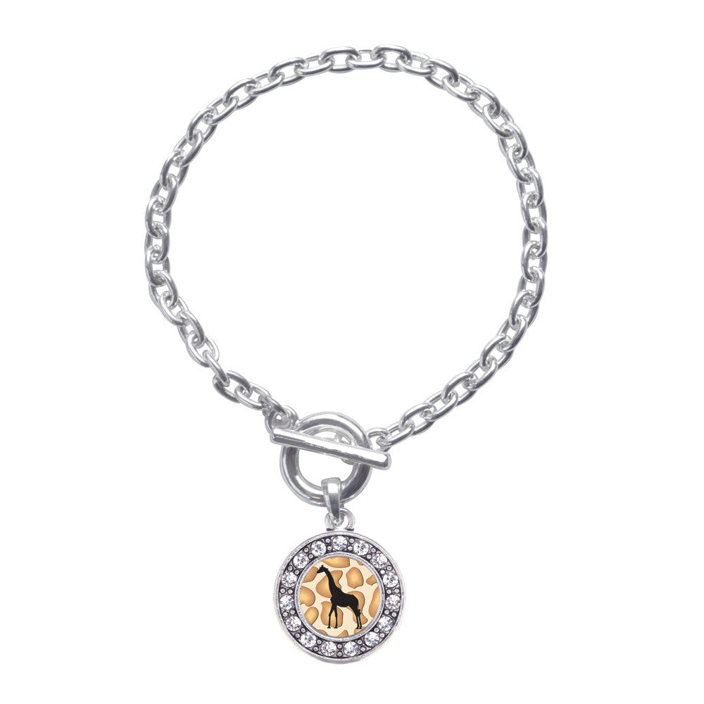 Giraffe Silhouette Circle Charm