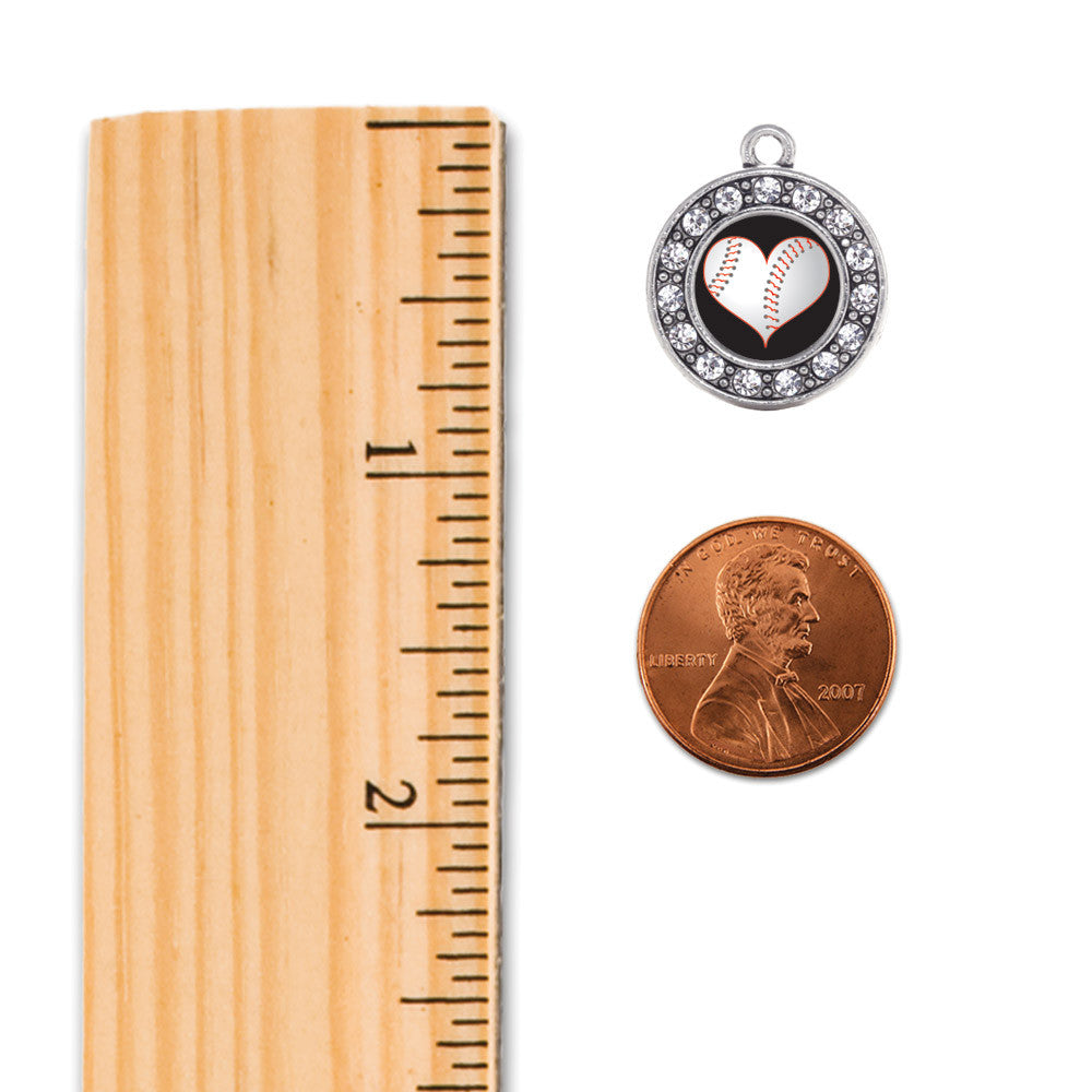 Heart Of A Baseball Player Circle Charm