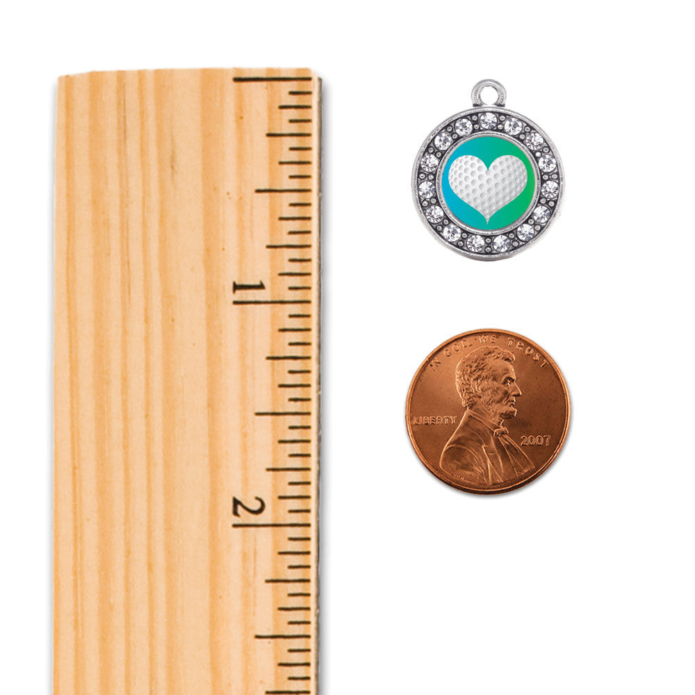 Heart Of A Golfer Circle Charm