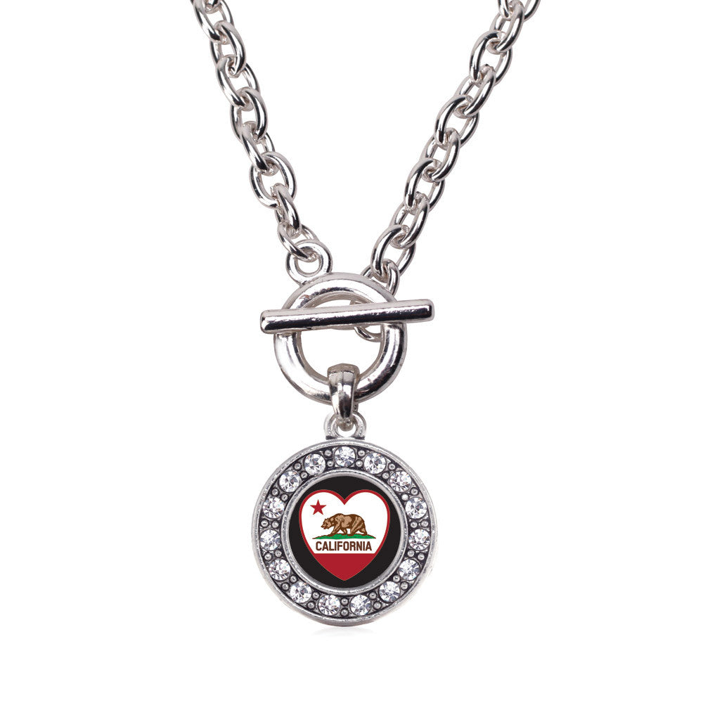 California Heart Flag Circle Charm