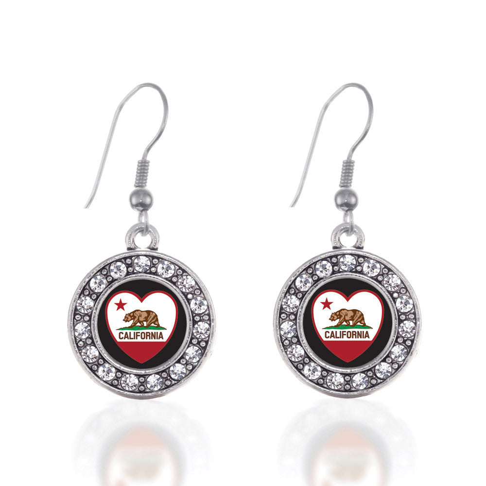 California Heart Flag Circle Charm