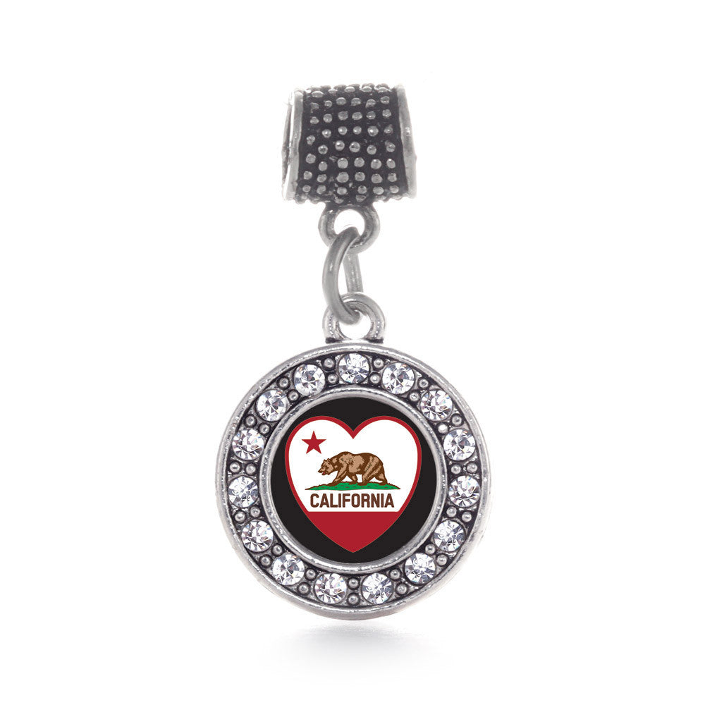 California Heart Flag Circle Charm