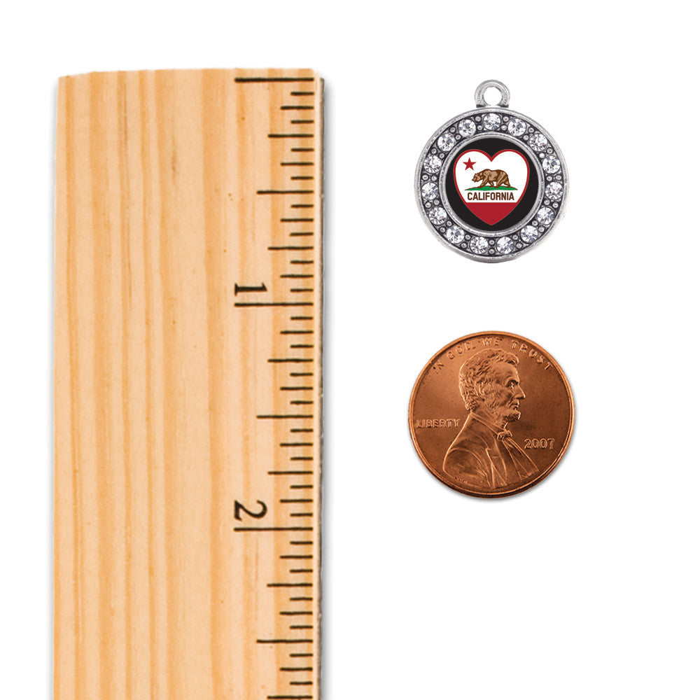 California Heart Flag Circle Charm