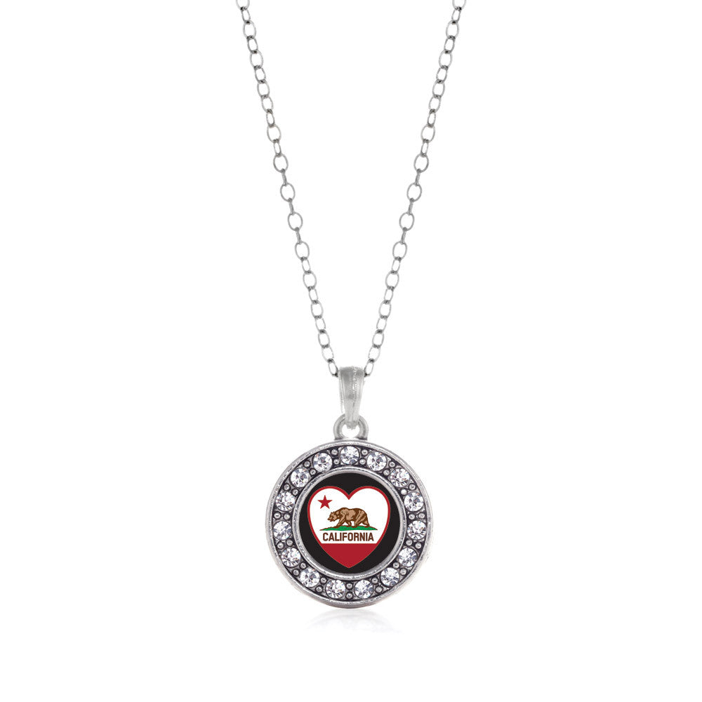 California Heart Flag Circle Charm