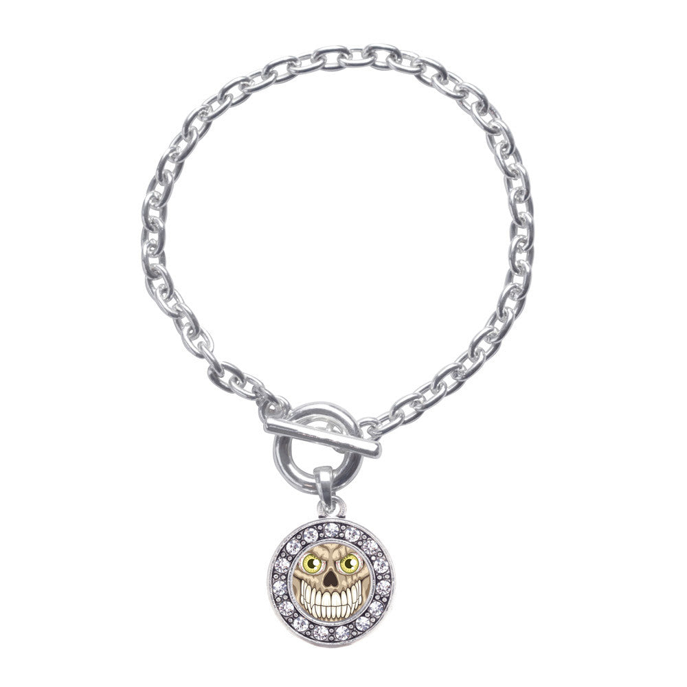 Grinning Skull Circle Charm