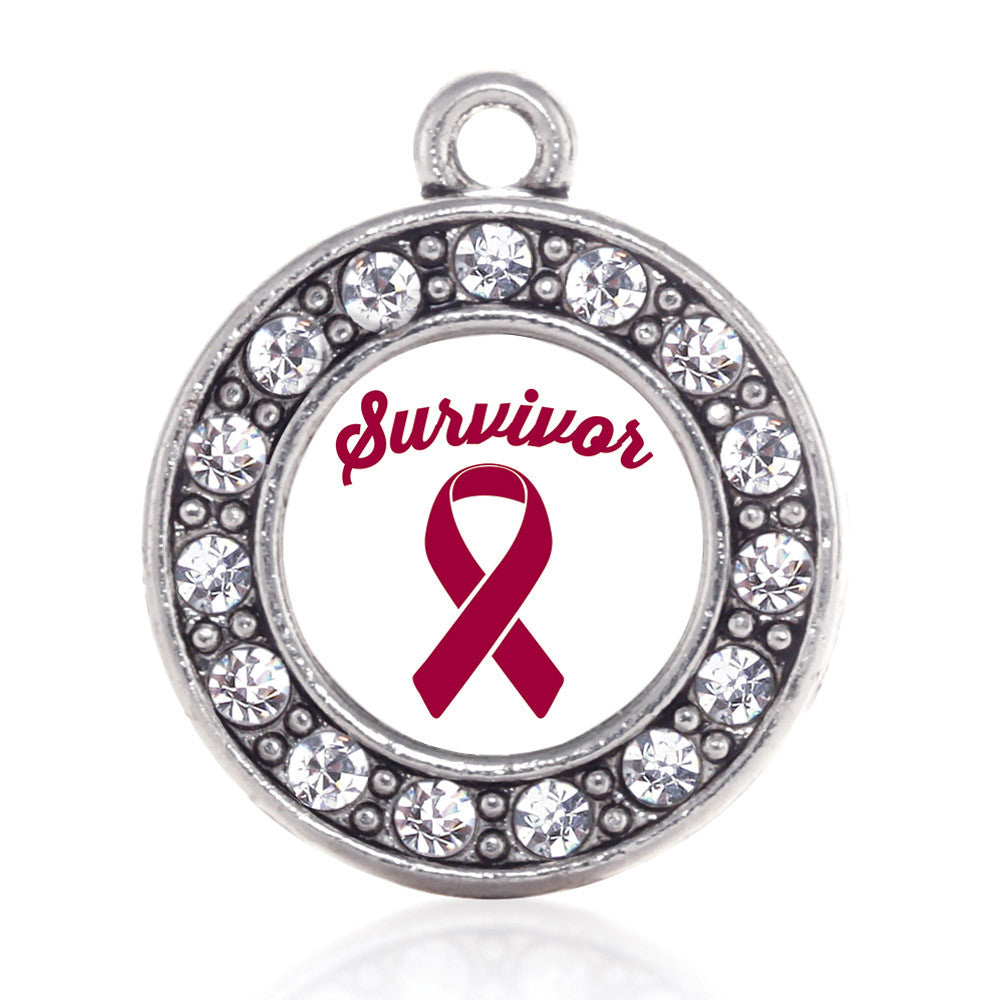 Burgundy Ribbon Survivor Circle Charm