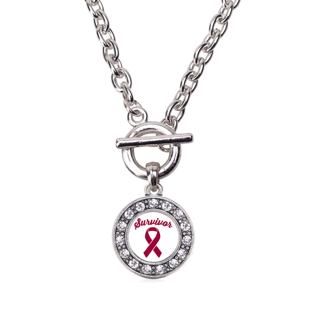 Burgundy Ribbon Survivor Circle Charm