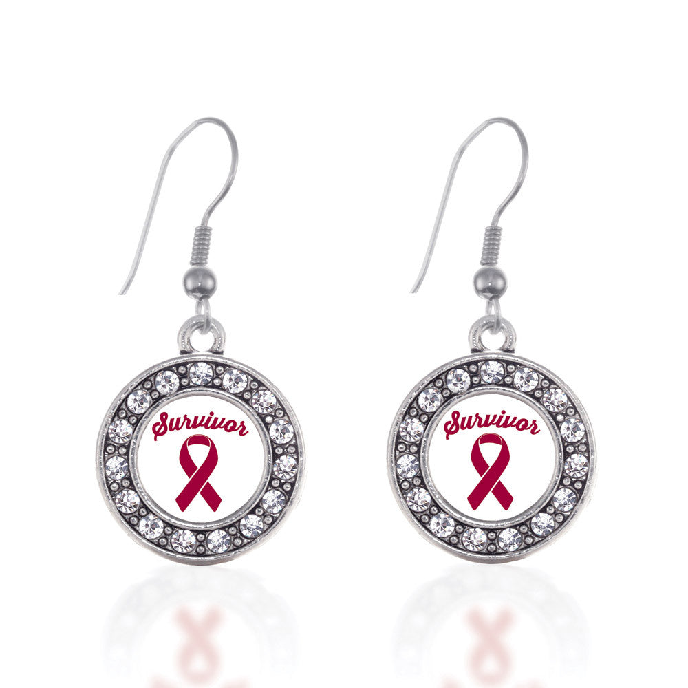 Burgundy Ribbon Survivor Circle Charm