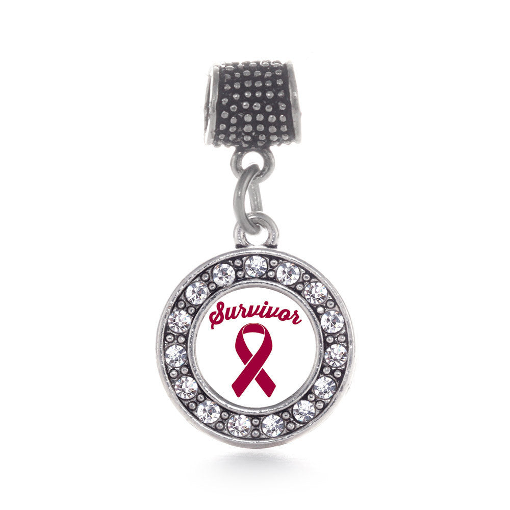 Burgundy Ribbon Survivor Circle Charm