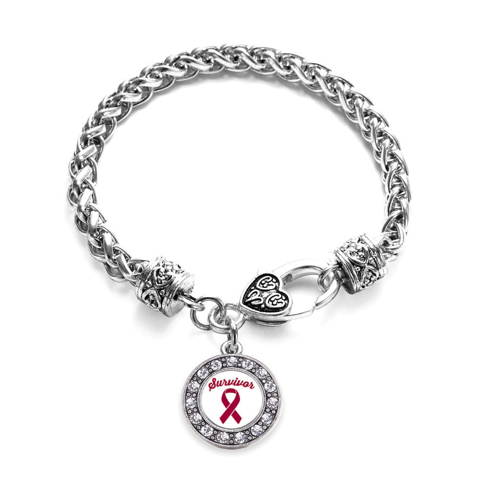 Burgundy Ribbon Survivor Circle Charm