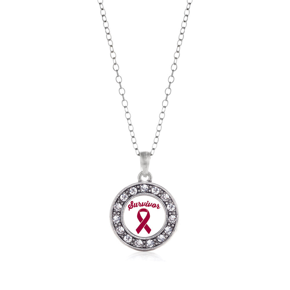 Burgundy Ribbon Survivor Circle Charm