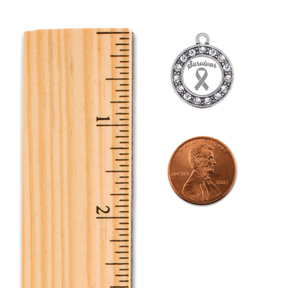 Gray Ribbon Survivor Circle Charm