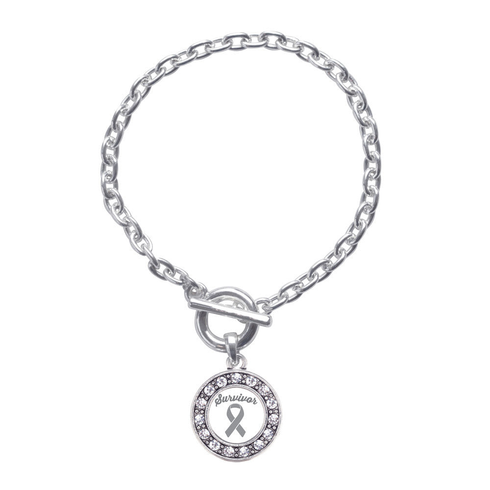 Gray Ribbon Survivor Circle Charm