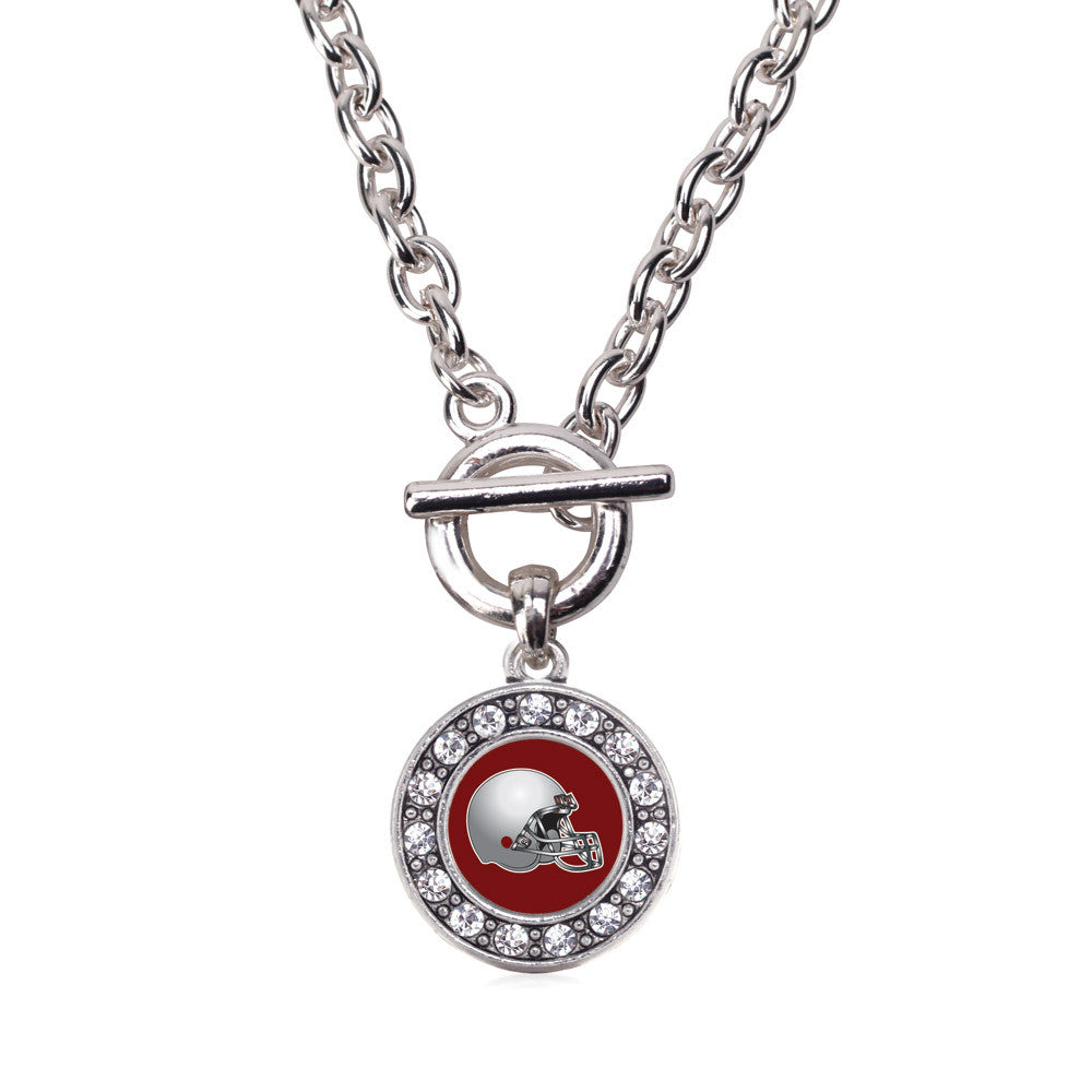 Burgundy and Grey Team Helmet Circle Charm