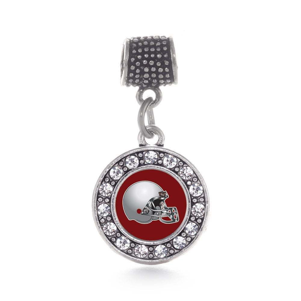 Burgundy and Grey Team Helmet Circle Charm