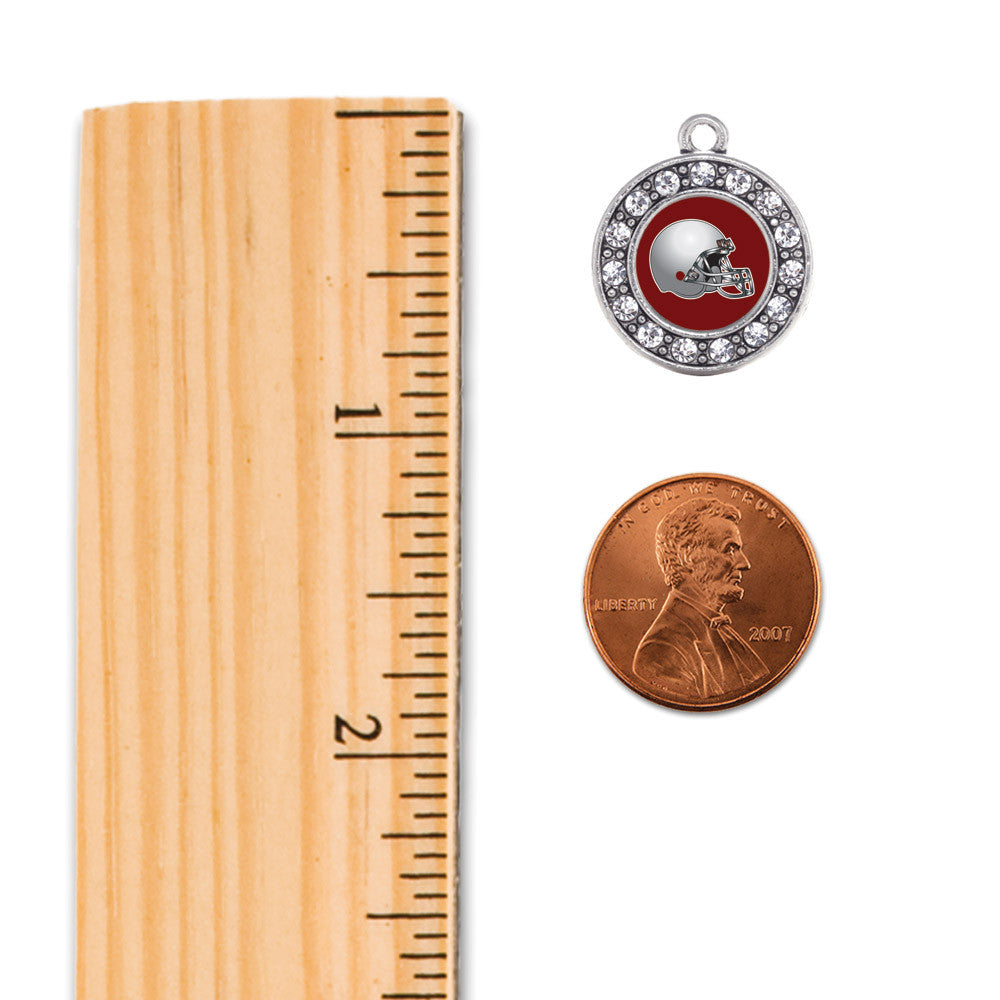 Burgundy and Grey Team Helmet Circle Charm