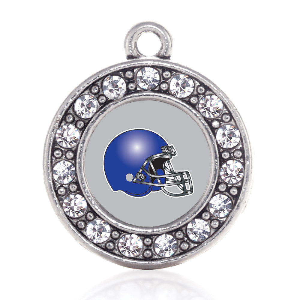 Grey and Blue Team Helmet Circle Charm