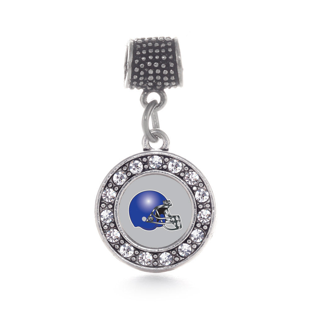 Grey and Blue Team Helmet Circle Charm