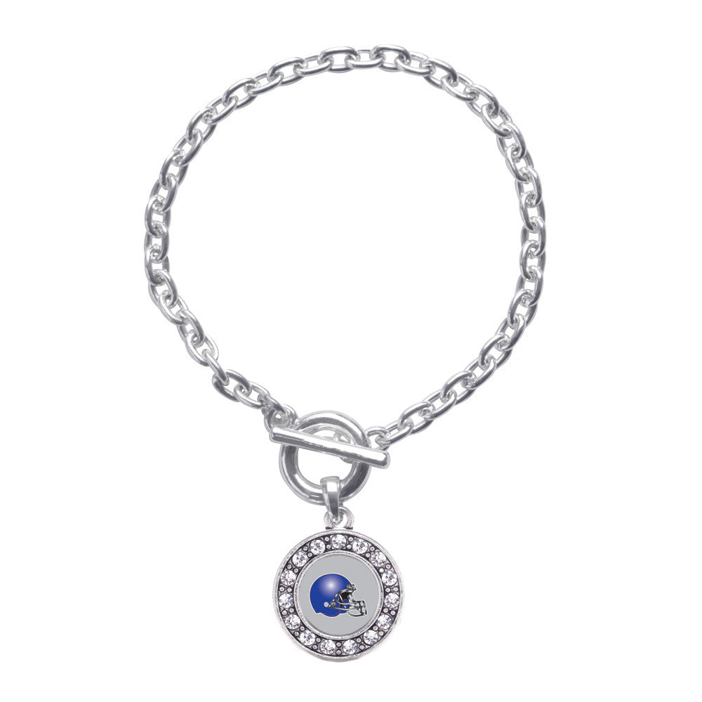 Grey and Blue Team Helmet Circle Charm