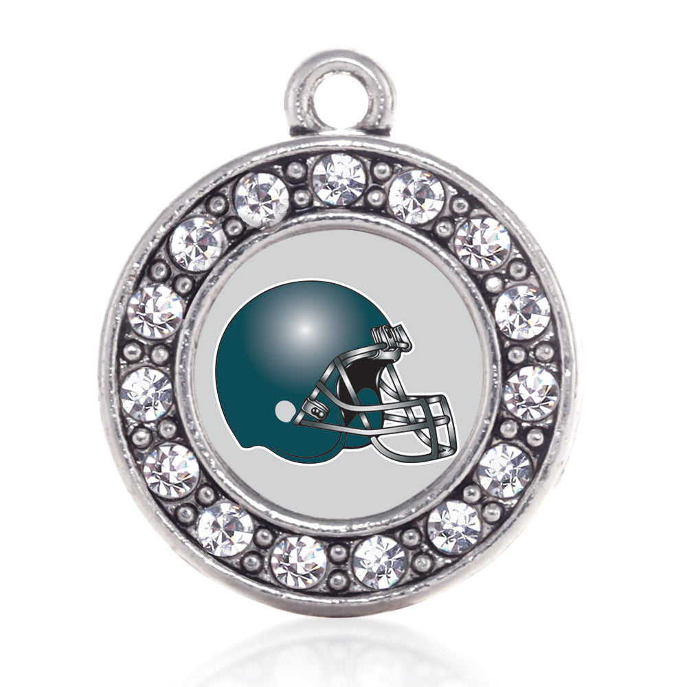 Grey and Turquoise Team Helmet Circle Charm