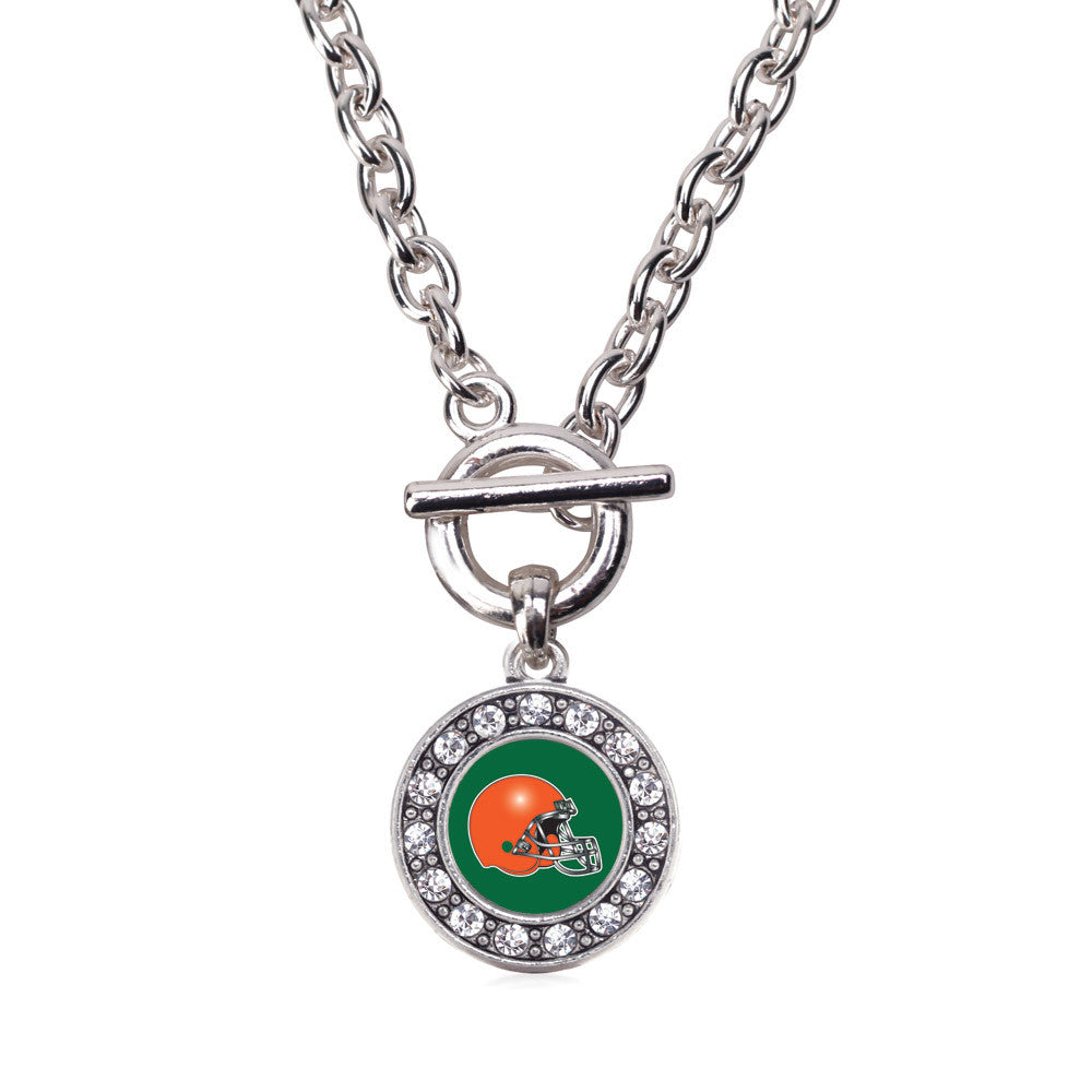 Green and Orange Team Helmet Circle Charm