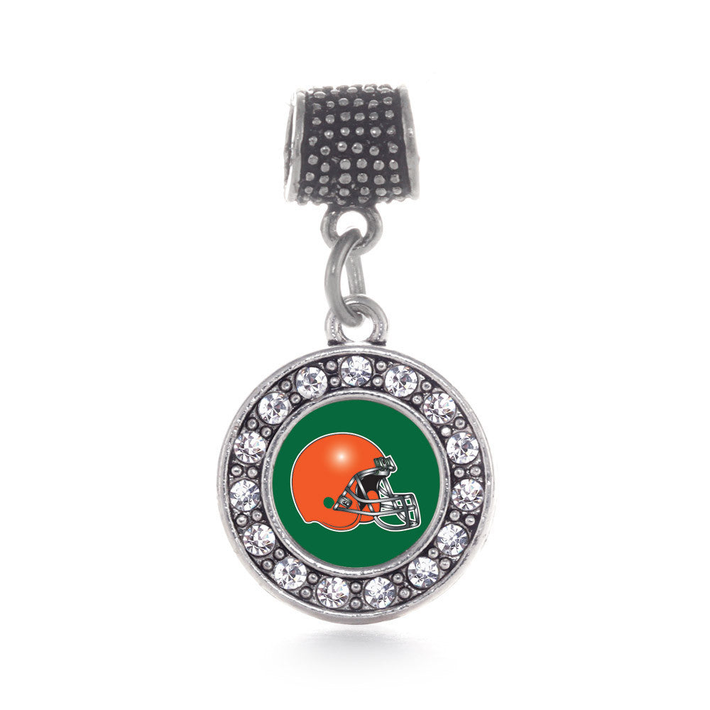 Green and Orange Team Helmet Circle Charm