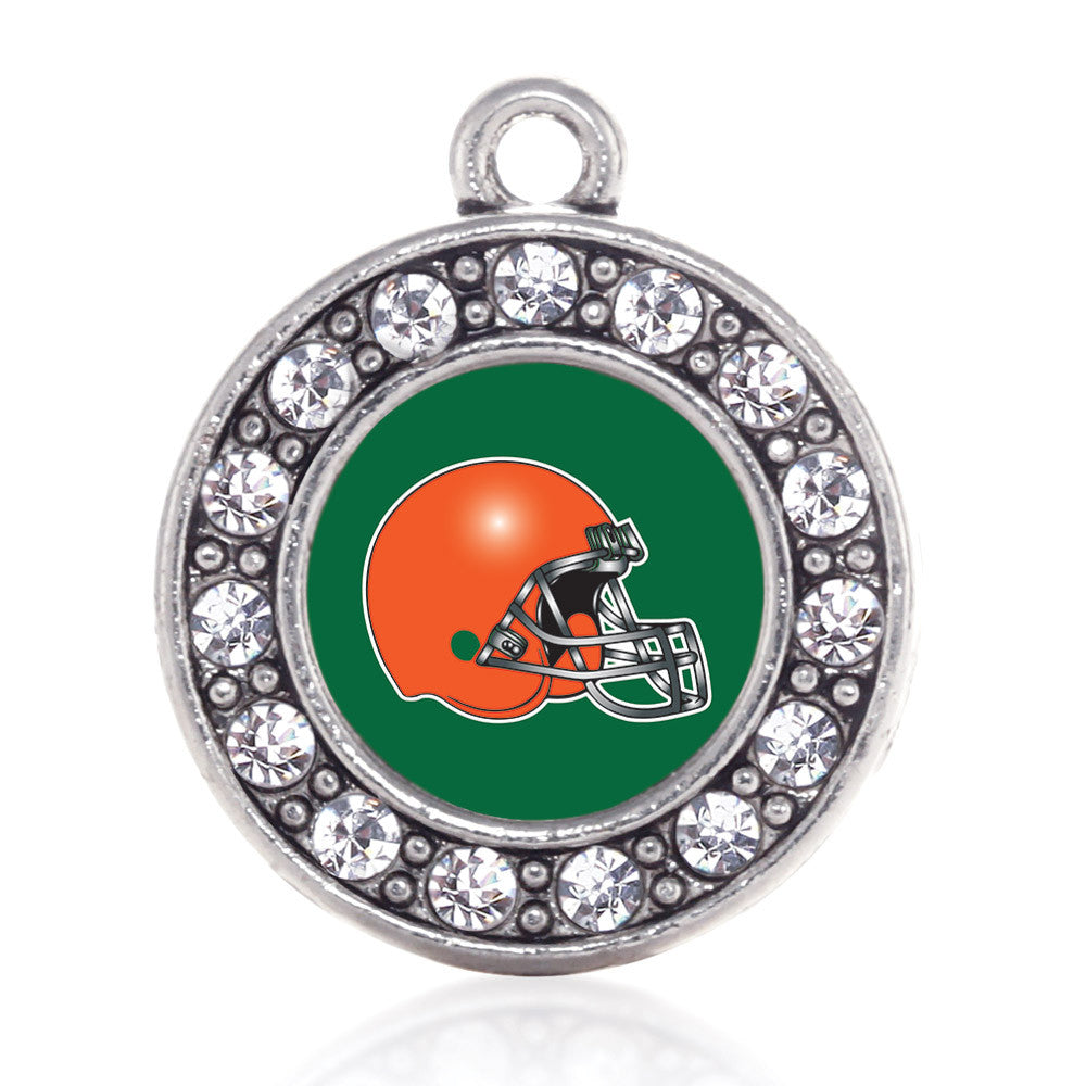 Green and Orange Team Helmet Circle Charm