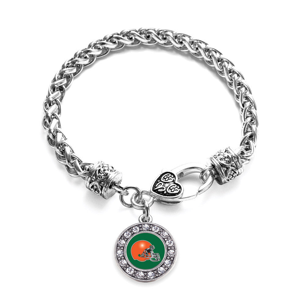 Green and Orange Team Helmet Circle Charm