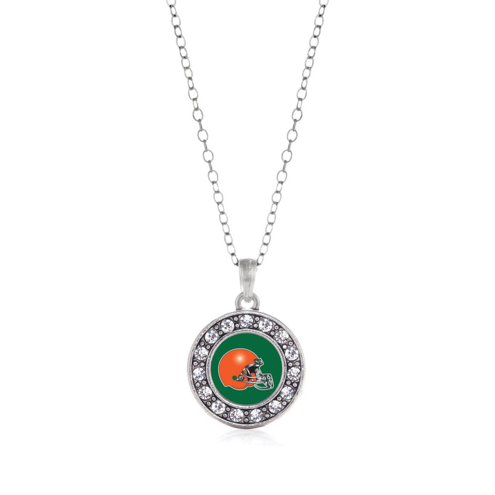 Green and Orange Team Helmet Circle Charm