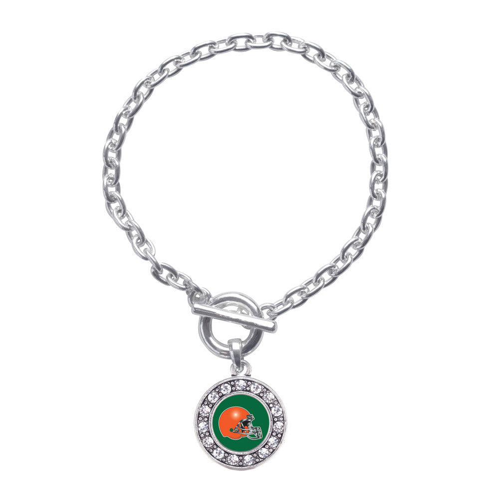 Green and Orange Team Helmet Circle Charm