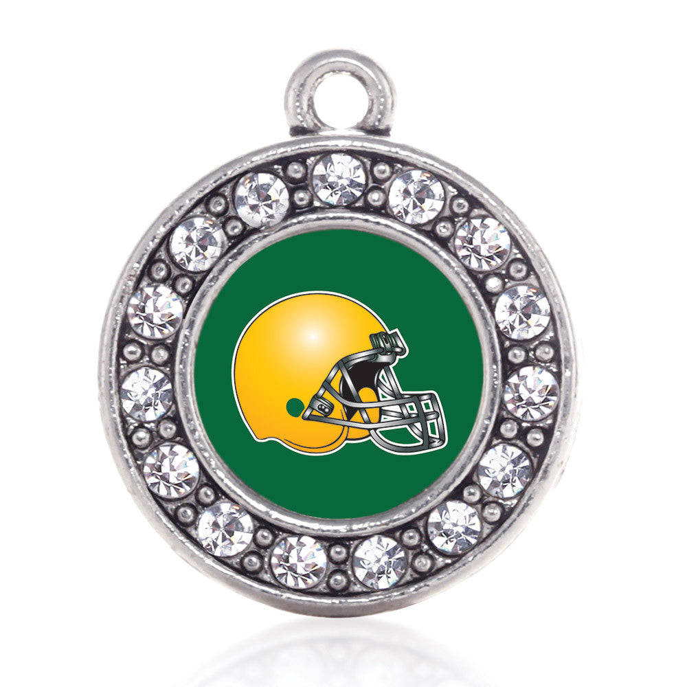 Green and Yellow Team Helmet Circle Charm