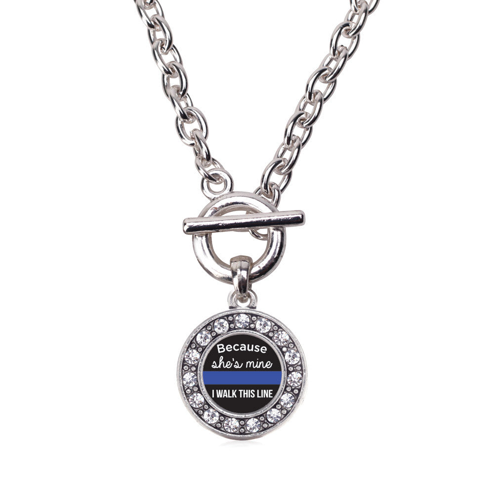 Because She's Mine Blue Line Circle Charm