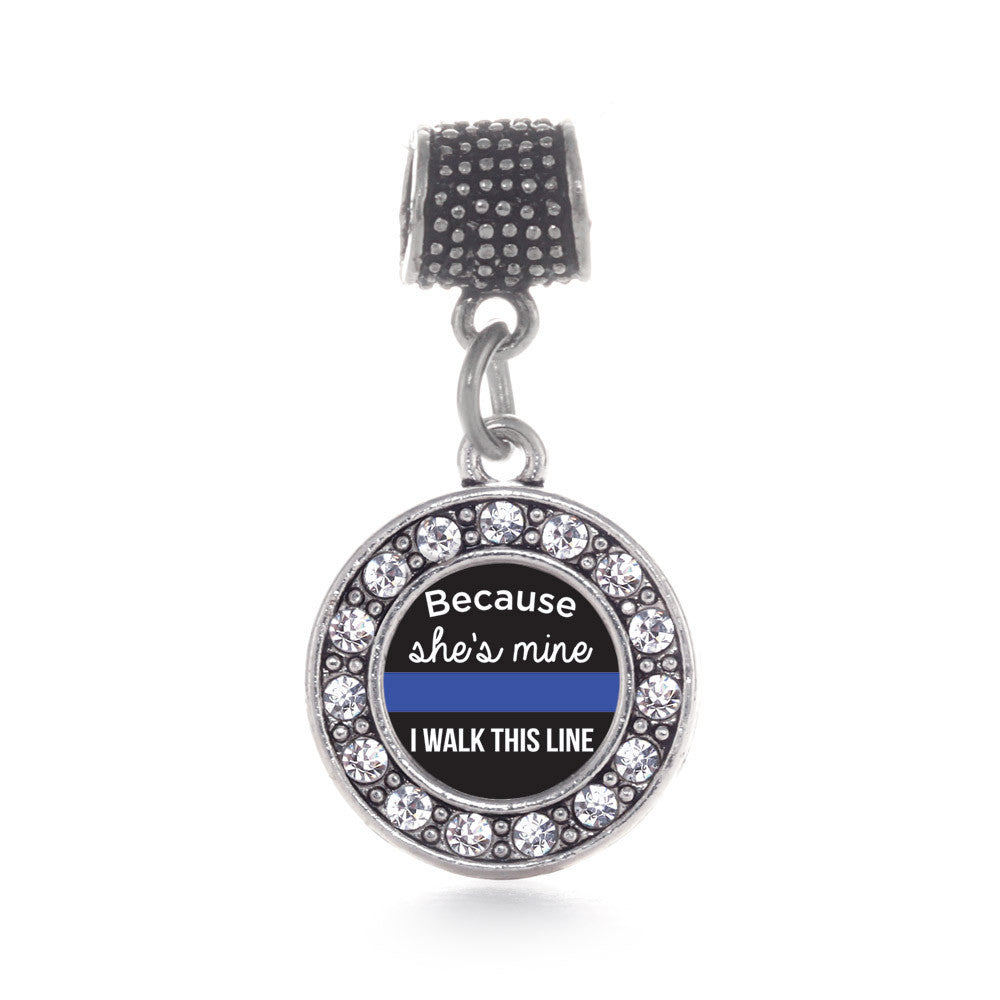 Because She's Mine Blue Line Circle Charm