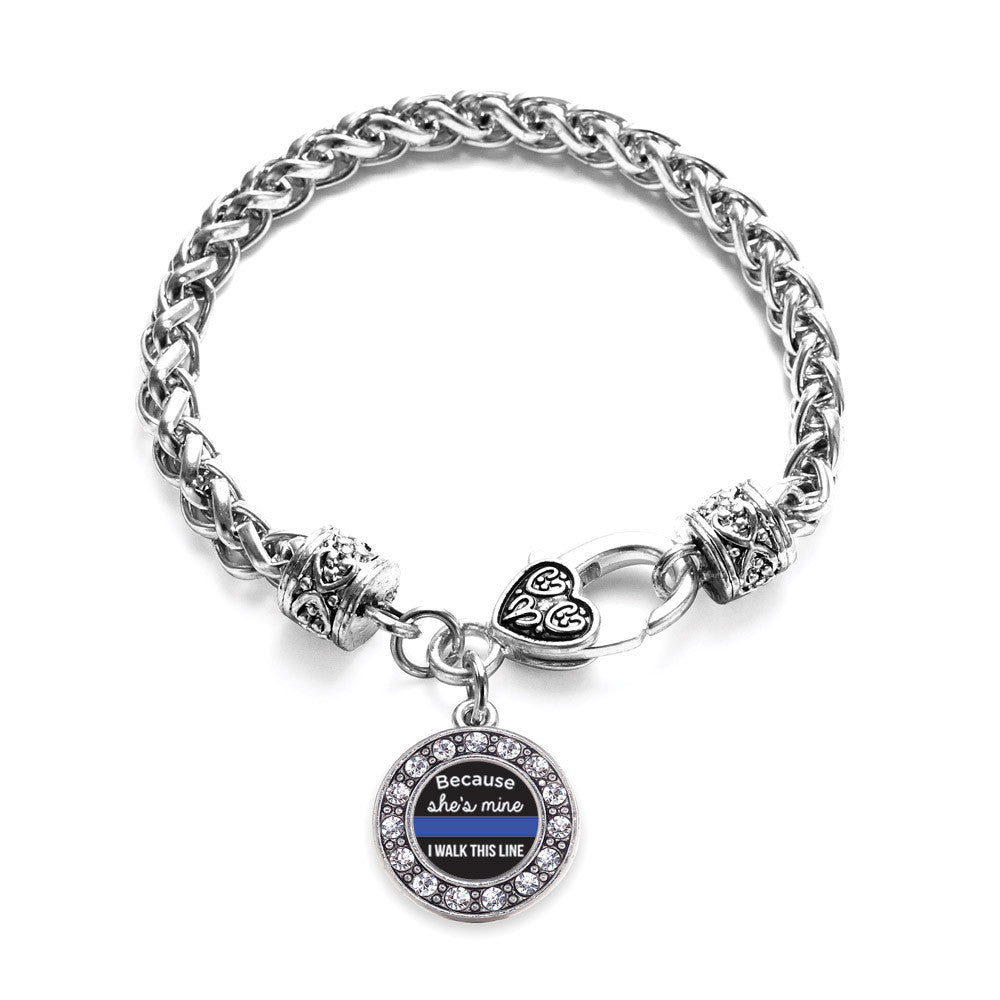Because She's Mine Blue Line Circle Charm