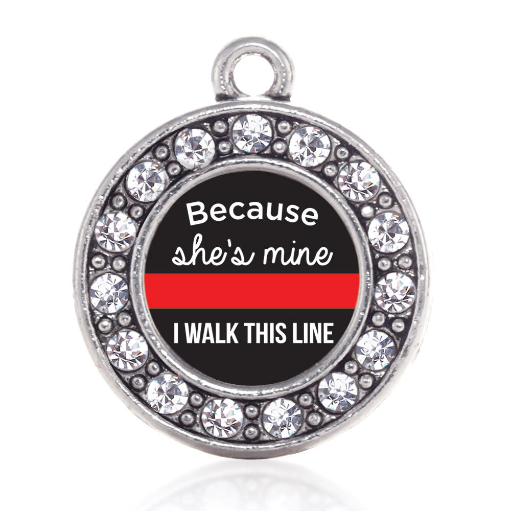 Because She's Mine Red Line Circle Charm