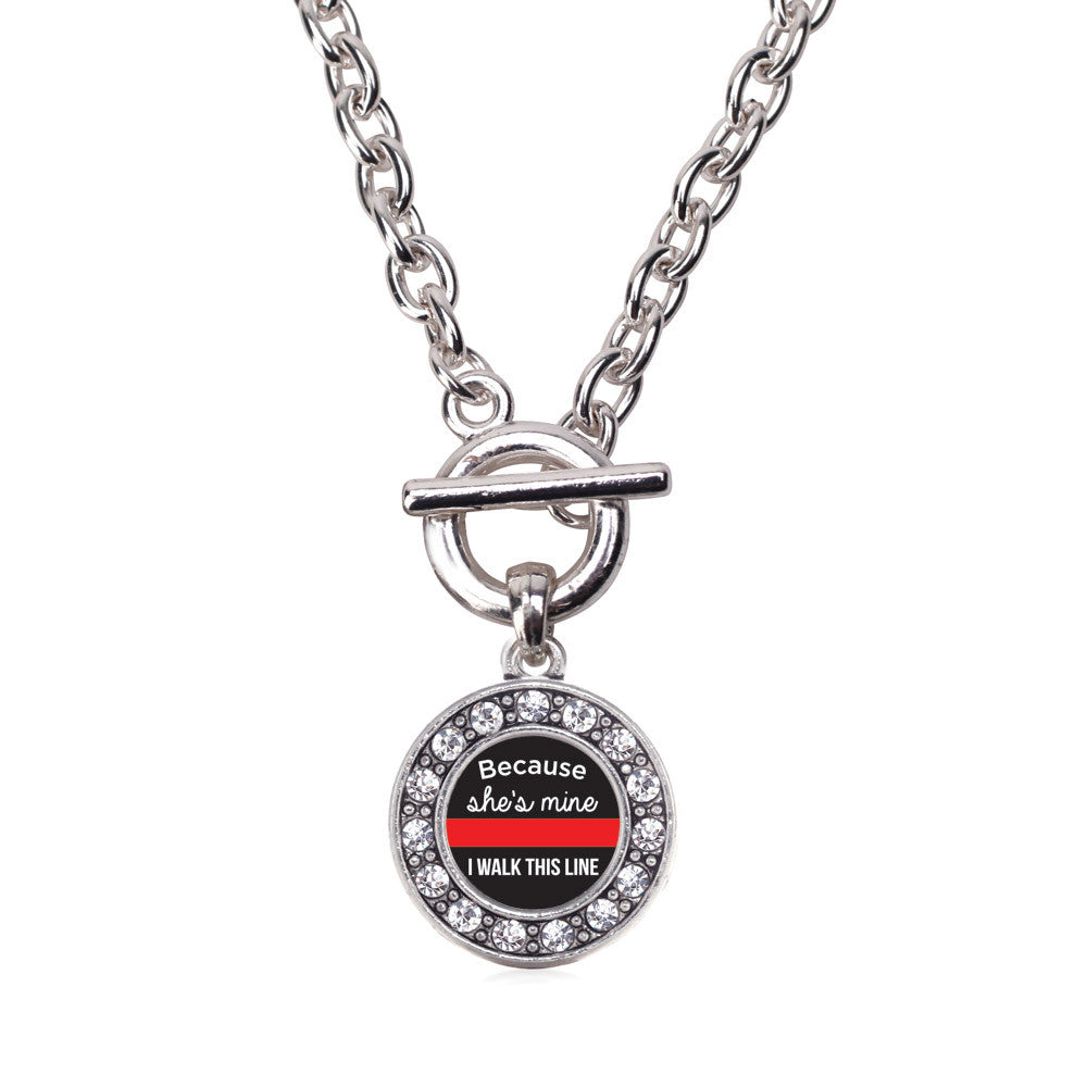 Because She's Mine Red Line Circle Charm