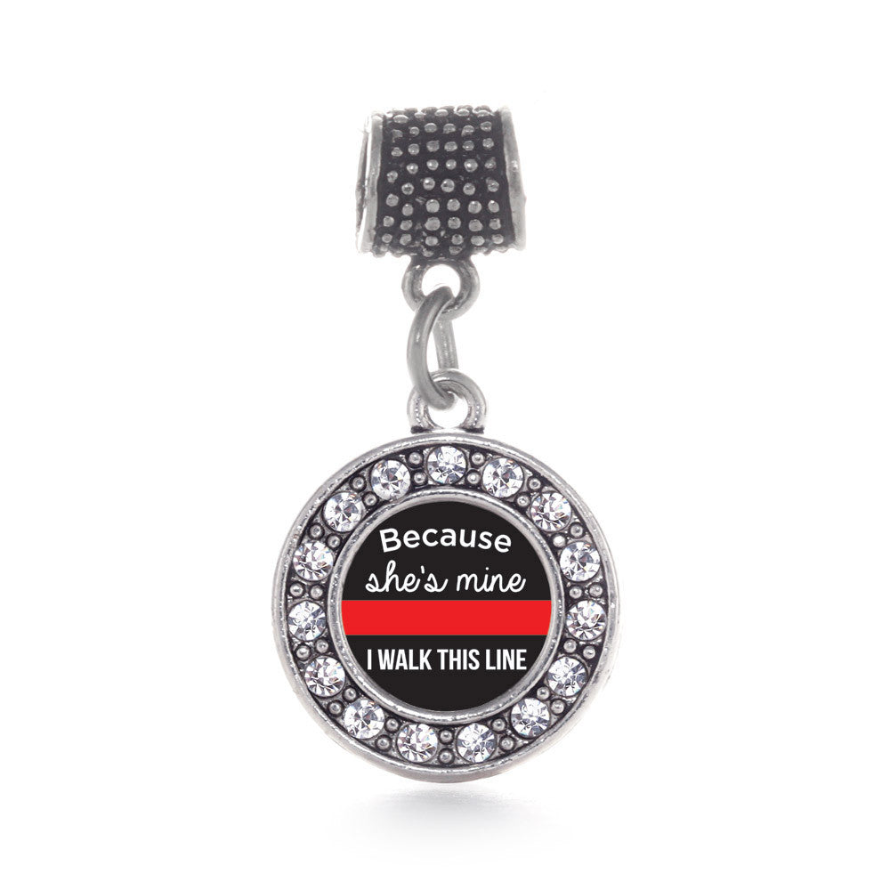 Because She's Mine Red Line Circle Charm