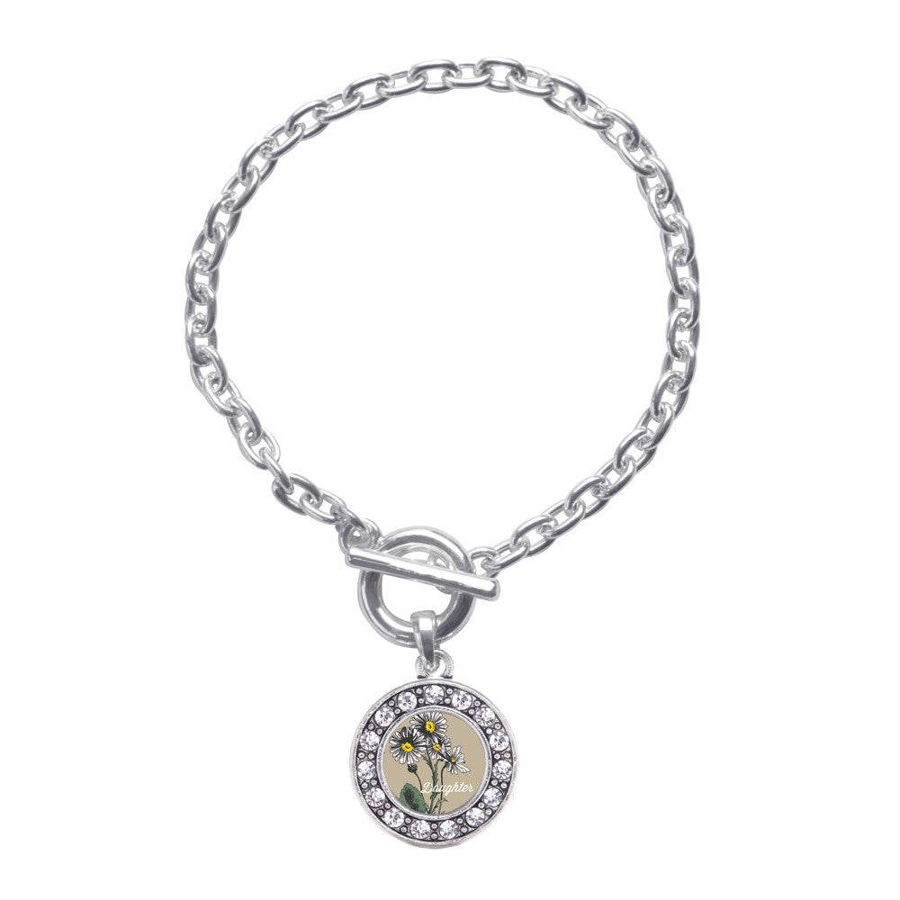 Daughter Daisy Flower Circle Charm
