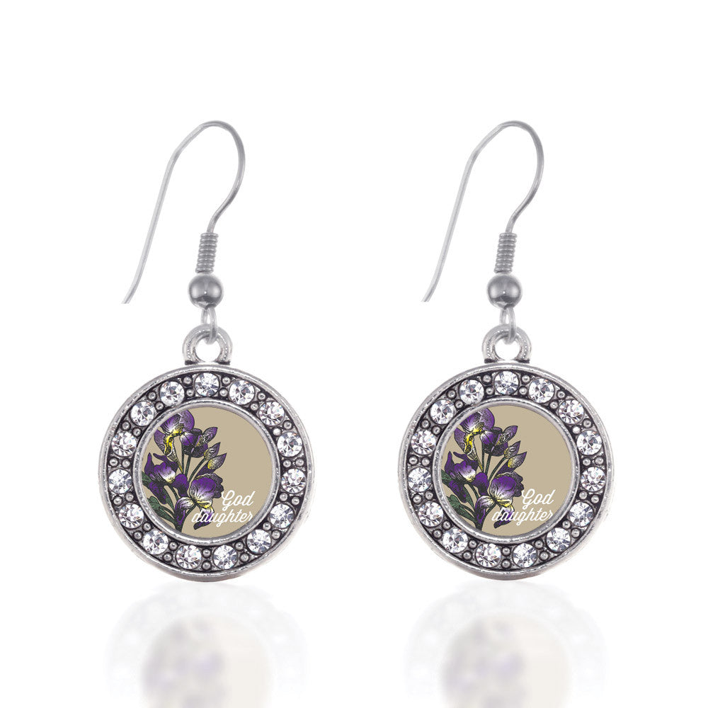 God Daughter Iris Flower Circle Charm