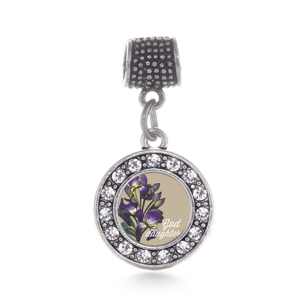 God Daughter Iris Flower Circle Charm