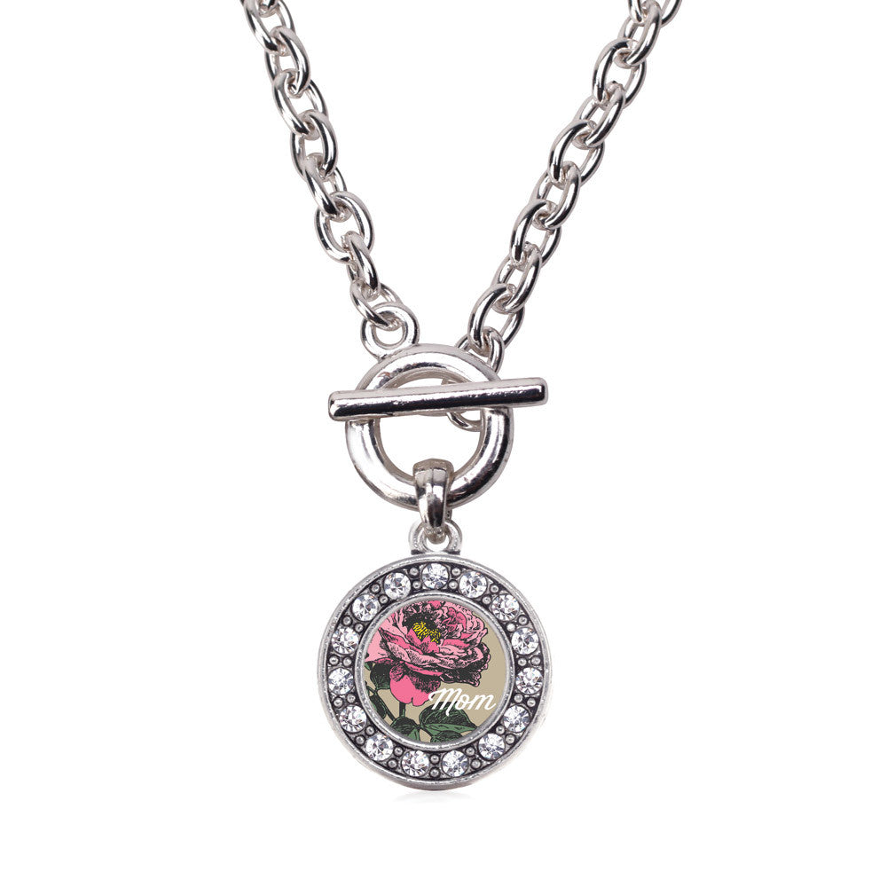 Mom Peony Flower Circle Charm