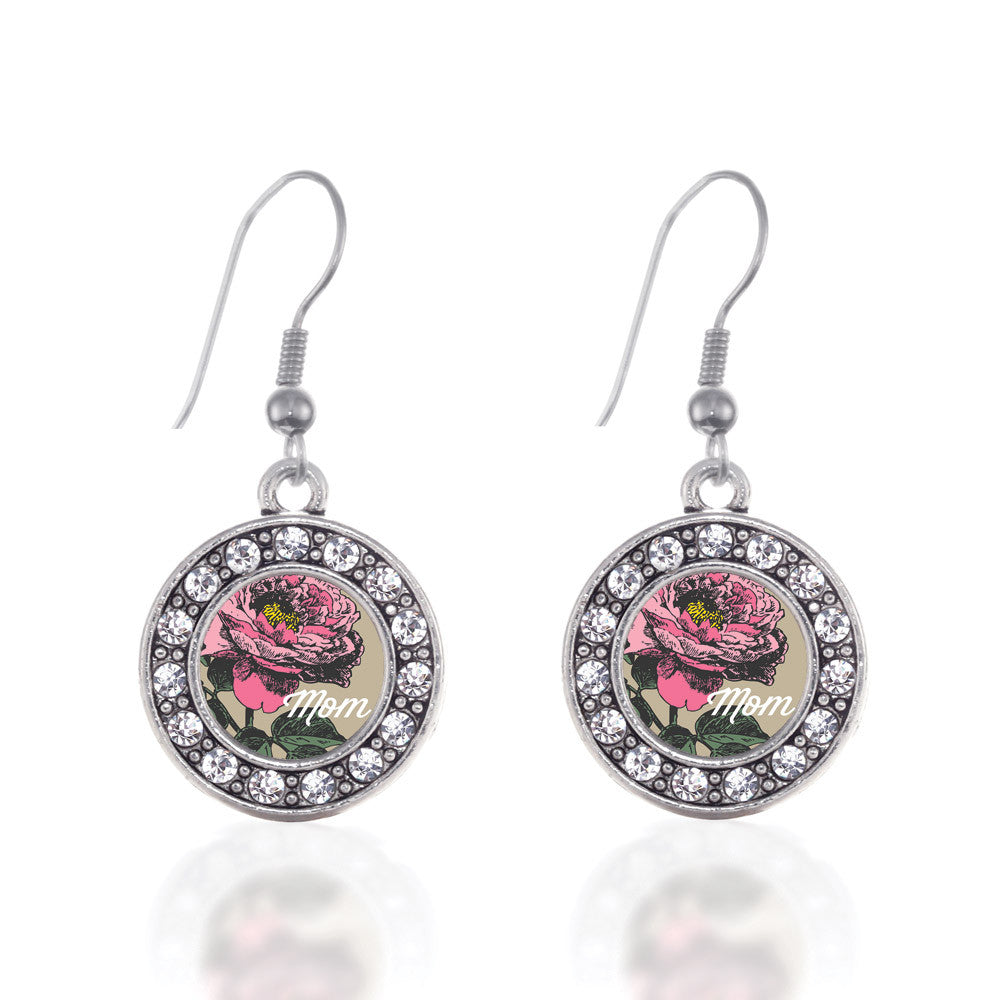 Mom Peony Flower Circle Charm