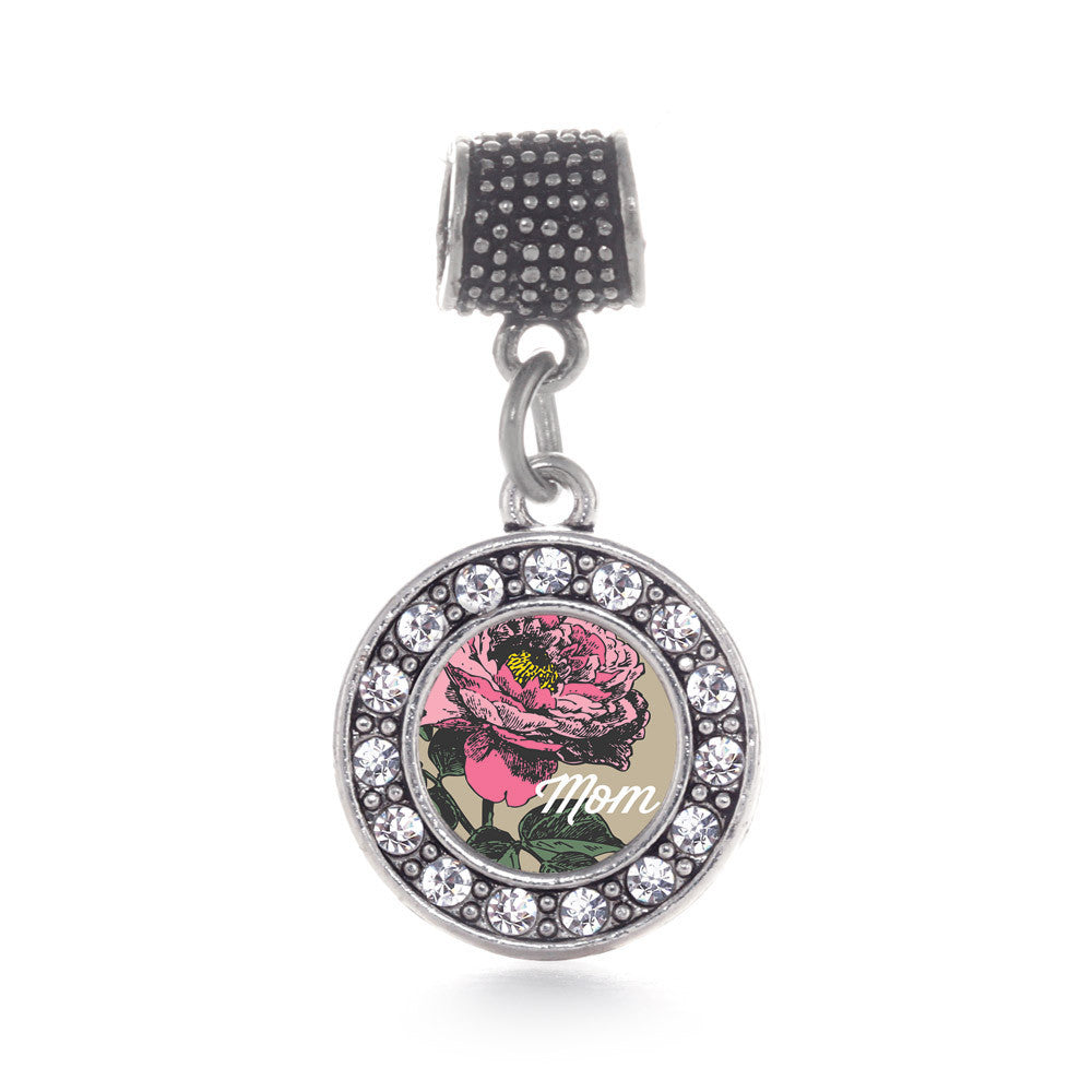 Mom Peony Flower Circle Charm