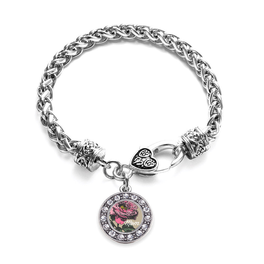 Mom Peony Flower Circle Charm