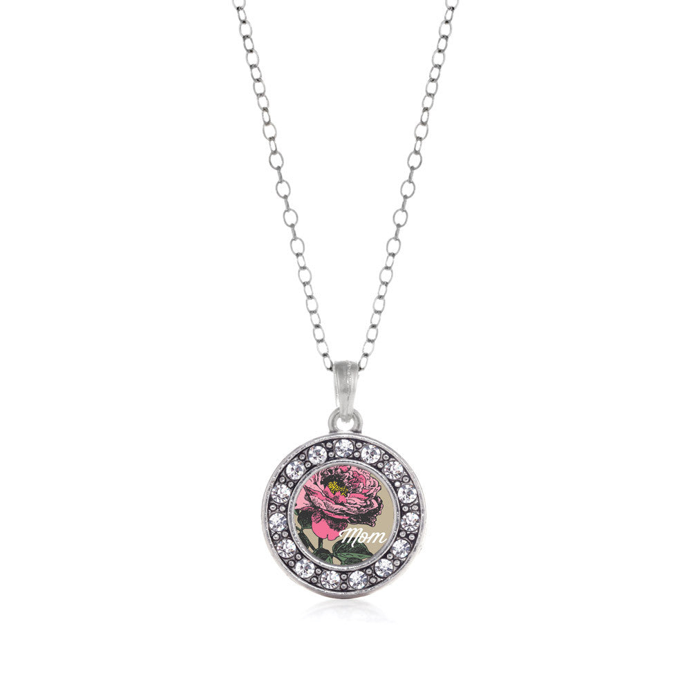 Mom Peony Flower Circle Charm
